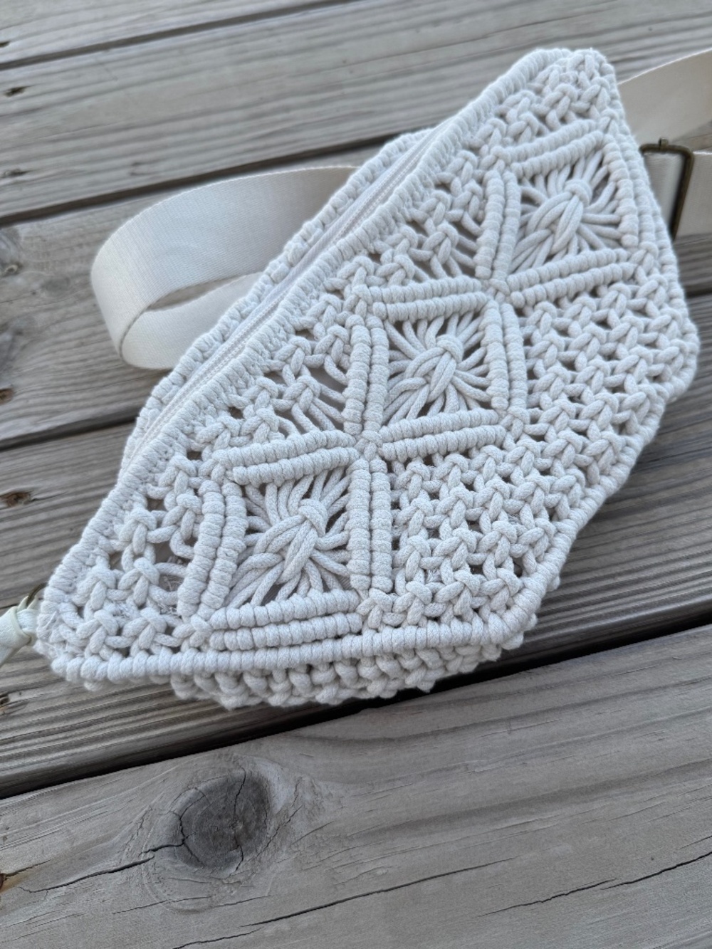 Sonoma Handmade Macrame Belt Bag Boho Cream Crochet Fanny Pack Festival